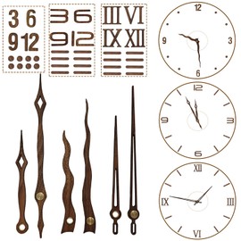 3 sets Clock Hands and Numerals, CNYMANY Walnut Wood DIY Digital Clock Numbers Wall Clock Hands Replacement Parts, Clock Movement Mechanism Kit Clock Accessories Clock Repair