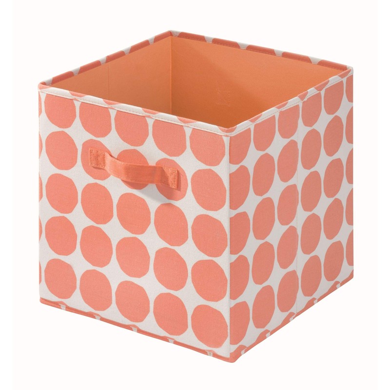 InterDesign Dot Fabric Storage Cube Bin, Medium Basket Container with