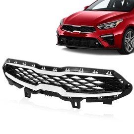 GRAND ORANGE Front Upper Grille Grill With Chrome Trim Compatible with Kia Forte 2019 2020 86350M7010 86350M6000
