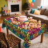 LSJDEER 4 Pack Rainbow Cheetah Party Tablecloth - Rainbow Leopard