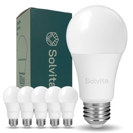 Solvita A19 LED Light Bulbs, 9W Dimmable Lights - Flicker Free EyeComfort, E26 LED Bulb 60 Watt Equivalent, 800 Lumens, 5000K Daylight, 90 CRI for Home Office Bedroom Kitchen, 6 Pack
