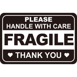 2x3'' inch 200PCS Black White Fragile Handle with Love Labels Stickers Shipping Mailing Cartons Envelops Adhesive Labels