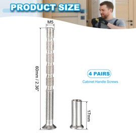 PATIKIL Cabinet Handle Screws M5x60, 4Pcs Break Away Screws Drawer Pull Screw Phillips Drive Flat Countersunk Head Bolts with Sleeve for Door Handle Lever