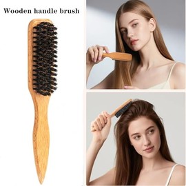 6PCS Hair Styling Tools Kit, Boar Bristle Wooden Brush, Rat Tail Metal Pin Parting Comb Edge Control Brush,Bristle Teasing Hair Brush Topsy Tail Loop 