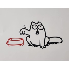 AIST 2 Pack Funny Hungry Cat Feed Me Vinyl BLACK & RED Sticker Decal for | Cars | Trucks | Vans | SUVs | Walls | Windows | Glass | Laptops | Notebooks | MacBook | 3.5”H 7”W | AIST - 53