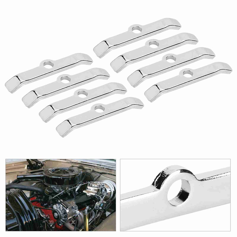 8pcs Chrome Valve Cover Hold-Down Tabs Spreader Bars Fit for