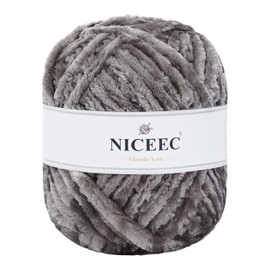 NICEEC 300g Soft Chenille Yarn Blanket Yarn Velvet Yarn for Knitting Fancy Yarn for Crochet Weaving DIY Craft Total Length 150m (164yds)_Light Grey