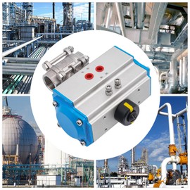 1 Inch Pneumatic Ball Valve, Single Acting Air-Operated Stainless Steel Ball Valve Three-Piece Pneumatic Ball Valve DN25, NPT Threaded (Blue)