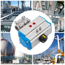 1 Inch Pneumatic Ball Valve, Single Acting Air-Operated Stainless Steel Ball Valve Three-Piece Pneumatic Ball Valve DN25, NPT Threaded (Blue)