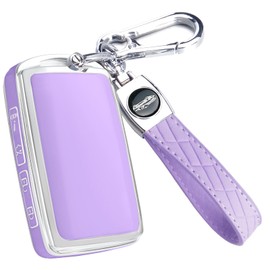 Key Fob Cover for Mazda CX5 with Keychain, Soft TPU Key Case Shell for 2022 2023 2024 Smart Key Protector, Purple