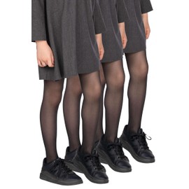 looksy Tonia 3-pack Italian Girls Black Tights 20 DEN Lightweight Sheer Plain Footed Pantyhose Ballet Dance School Stockings, 3 pairs, Nero 7/8 years