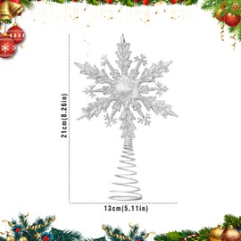 Christmas Tree Star 21cm Christmas Star Tree Topper Gold Star Christmas Tree Topper Silver Christmas Tree Toppers Snowflake Star for Top of Christmas Tree Tree Star for Christmas Tree Decor (silver)