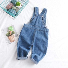 KIDSCOOL SPACE Baby Boy Girl Jean Overalls,Toddler Denim Cute Workwear,Light Blue,4-5 Years