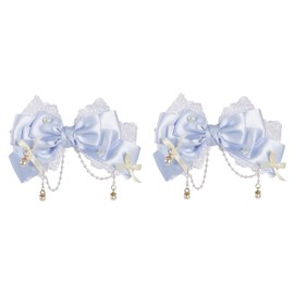 Pyulibon: Furi Furi Lolita Style with Lace Ribbon Barrette Set, Hair Clip, Sweet Lolita Princess (Blue)