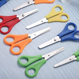 Pack of 10 Children's Scissors, School 1st Class Children's Scissors, Small Office Scissors with Scale, Craft Scissors Set for Children, DIY Crafts (5 Colours)
