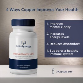 MitoSynergy MitoSynergy MitoActivator BioCopper1 (Cunermuspir) LDS - Low Dose Serving 0.1mg Bioavailable Copper - Lyme Support for Sensitive Users to minimize Herxheimer Reaction