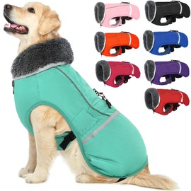 QBLEEV Warm Dog Coat - Waterproof Reflective Jacket, Thick Fleece Dog Snowsuit Christmas Vest for Cold Weather, Small to Large Dogs