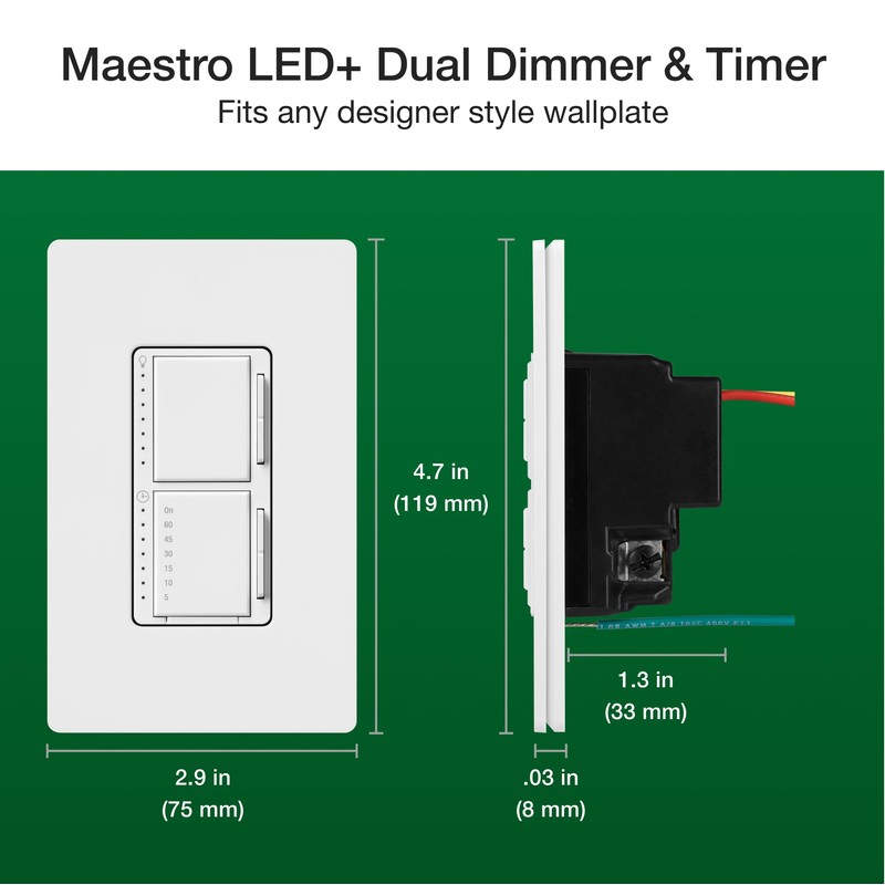Lutron Maestro LED+ Dual Dimmer and Timer Switch for Lights