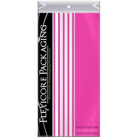 Flexicore Packaging Hot Pink Gift Wrap Tissue Paper | Size: 15 Inch X 20 Inch | Count: 20 Sheets | Color: Solid Hot Pink & Pin Stripe