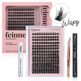 feinner DIY Lash Extension,  Lash Bond and Seal,Remover,Tweezer for Easy Apply Waterproof Long Lasting at Home,Soft Natural 0.07 D Curl 8-16mm Mix Makeup Eyelash Clusters:_Only Lash Classic 01 