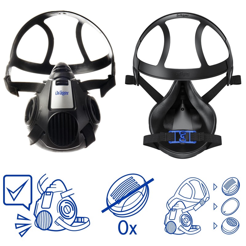 Dräger X-plore 3500 Half-Mask Respirator Without Filter Large Blue, L