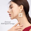 ATIMIGO Gold Rhinestone Square Statement Dangle Earrings Sparkly Crystal Geometric
