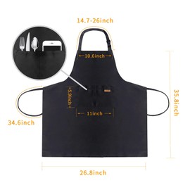 ATROPOS 2 Pack Black Adjustable Bib Cooking Apron Waterdrop Resistant with 2 Pockets Aprons for Men Women - Suit for Kitchen And Outdoor BBQ (35.8IN x 26.8IN Black)