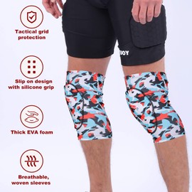 TUOY Protective Knee Pads Compression Knee Protection Pad for Volleyball Football Basketball - Youth & Adult Sizes (1 Pair)