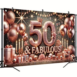 Happy 50th Birthday Banner Backdrop Decorations for Women Pink Rose Gold 50 Birthday Sign Party Supplies Fifty Year Old Birthday Photo Booth Background Poster(70.8 x 43.3 Inch)