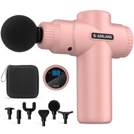 AERLANG Mini Massage Gun-Pink，Muscle Deep Tissue Massager Gun, Handheld Percussion Massager, Portable Quiet Massage Gun with Carry Case for Home Office Gym Birthday Gifts for Women Men Gifts for Dad
