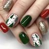RIICFDD Christmas Press on Nails Short Square Fake Nails Red