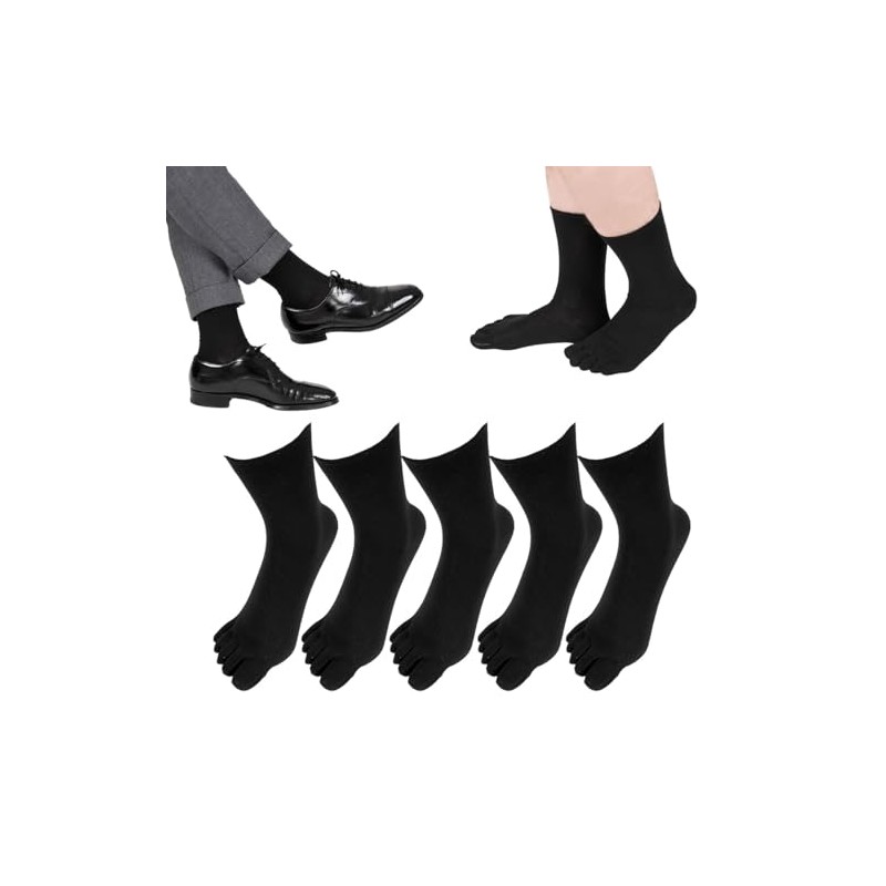 Fukusuke 155N58A9 Men's Socks, Crew Length, 5 Toe Socks, 5
