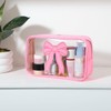 Kacctyen Pink Bow Clear Makeup Bag Coquette Pink Bow Travel