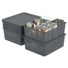 6-Pack Plastic Storage Baskets with Lid, Organizer Bins, Gray