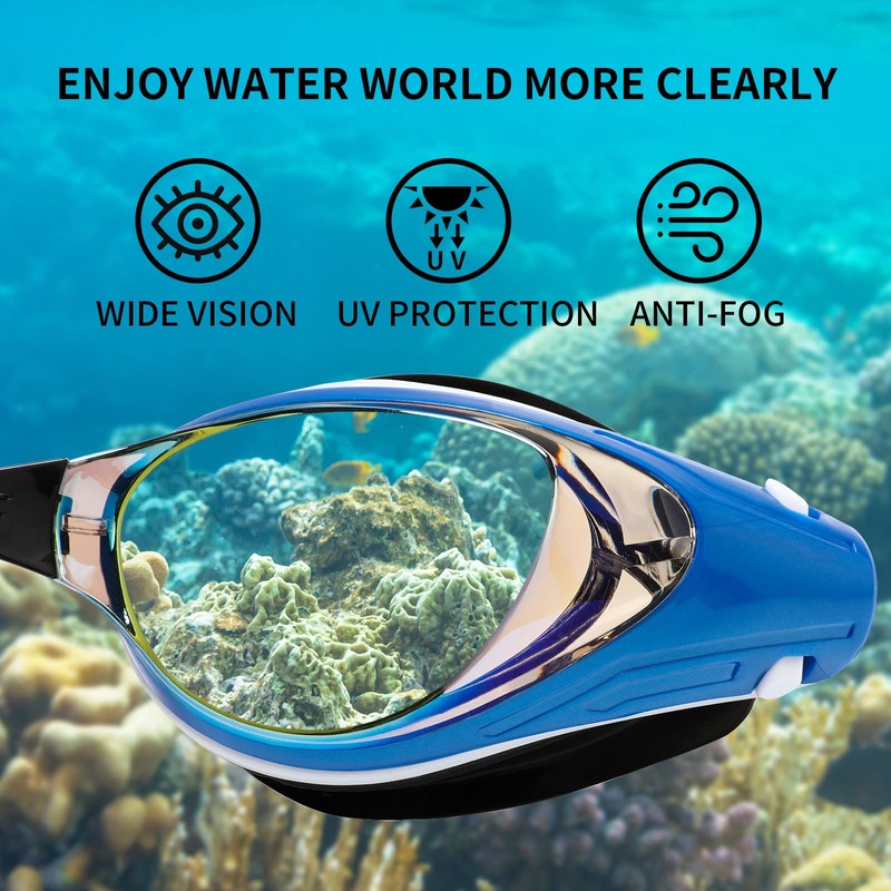WAVE Myopic Swimming Goggles, No Leakage, Anti-Fog, UV Protection, Nearsighted