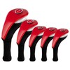 Andux 5pcs/set PU Golf Wood Headcovers 460cc Driver Long Neck