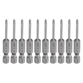 sourcing map 10pcs #1 Phillips Screwdriver Bit PH1 1/4" Hex Shank 2" (50mm) Long Magnetic S2 Steel Industrial Grade Screw Driver Bit Cross Head Electric Drill Bits 0.098" (2.5mm) Rod