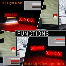 HOYUZA RV Tail Lights,RV Camper Lights Red Brake Turn Light White License Plate Light with Reflex Surface Mount Black Base Red Cover for Boat Trailer Truck RV