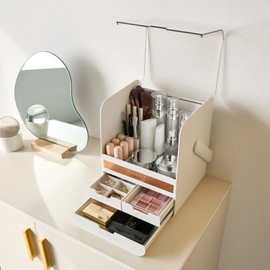 Domestic cosmetic organizer with lid, vanity makeup box / 국산 뚜껑있는 화장품 정리함 화장대 메이크업박스