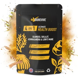 Biorevive Ultimate Health Boost Sea Moss, Shilajit, Lion's Mane and Ashwagandha Complex 60 Capsules Natural Energy, Focus, Immunity and Gut Health Support Wellness Supplement