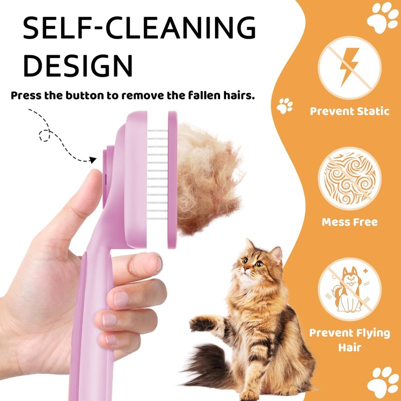 Pet Hair Removal Brush for Homes with Shedding Animals (Pink)