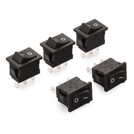 Heschen Black Rectangle Rocker Switch ON-OFF SPST 2 Position 3 Terminal 6A 250VAC/125VAC UL VDE 5 Pack