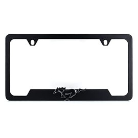 Ford Mustang Metal License Plate Frame Tag Holder with 3D Emblem