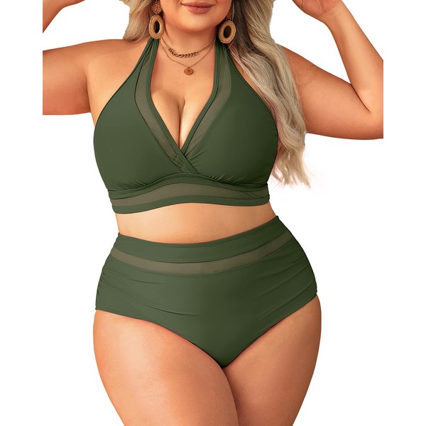 Tempt Me Women Plus Size Bikini High Waisted Swimsuits Mesh