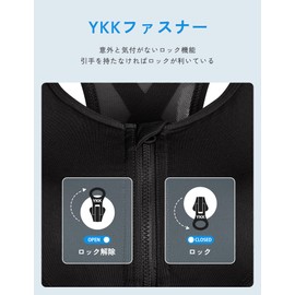 Ivet Women's Sports Bra, No Shake, Open Front, Firm Support, Mesh Material, Quick Drying, Zipper, Large Size, Training Gym, Sports Bra, Black