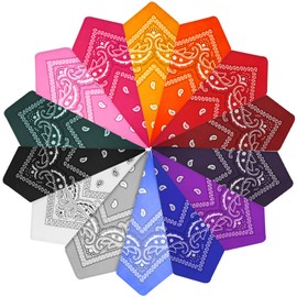 Annyswit 8/14 Pieces Bandana Women Men 55 x 55 cm Unisex Paisley Red Bandanas 8/14 Colours Cowboy Style Bandana Cloth Nikki Scarf Headscarf Set (14)