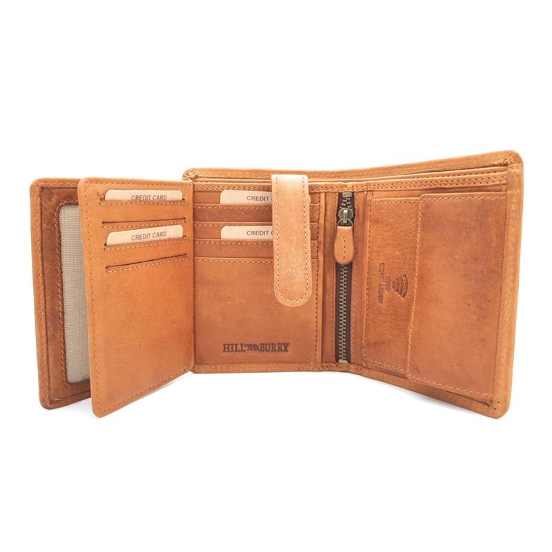 Hill Burry Genuine Leather Wallet Skull with RFID Protection, brown,