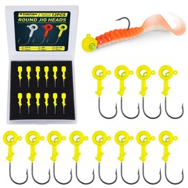 THKFISH Jig heads fishing bait hook kit soft bait hooks, crappie jig heads for fishing, jigs for crappie bass fishing, 1.5 g (1/16 oz) 3.5 g (1/8 oz) 5.5 g (3/16 oz) (yellow, 3.5 g - 1/8 oz)