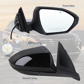Lqito Right Passenger Side Door Mirror Compatible With 2022 2023 2024 2025 Hyundai Tucson With Power Glass Manual Folding Black Replace#87620CW000(3 Pins)