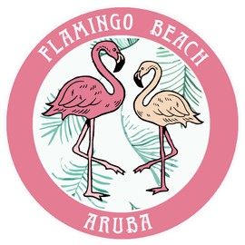 Blue Heron Two Flamingos Flamingo Beach, Aruba Car Truck Window Bumper Sticker Decal - Pink